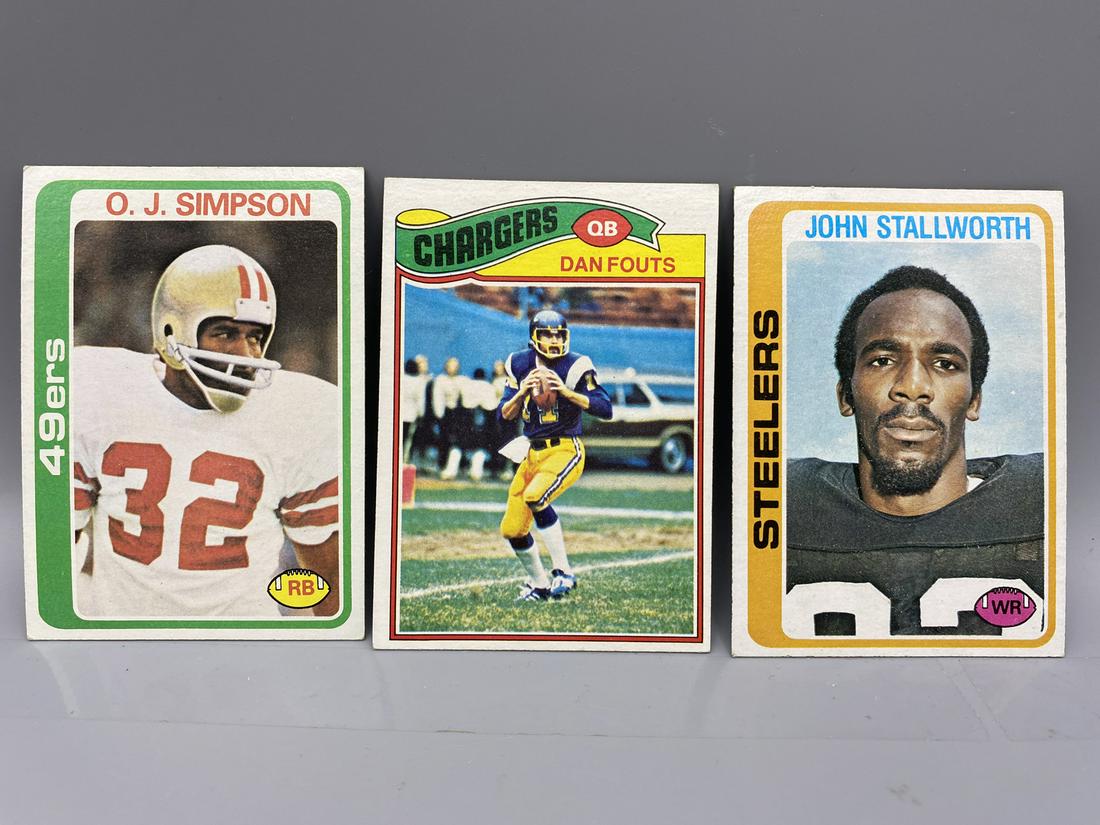 1978 Topps O.J. Simpson #400, 1978 Topps John Stallworth RC #320 & 1977 Topps Dan Fouts #274 - Lot (1 of 2)
