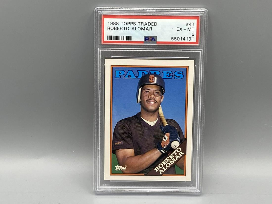 1988 Topps Traded Roberto Alomar RC #4T PSA EX-MT 6: 1988 Topps Traded Roberto Alomar RC #4T PSA EX-MT 6