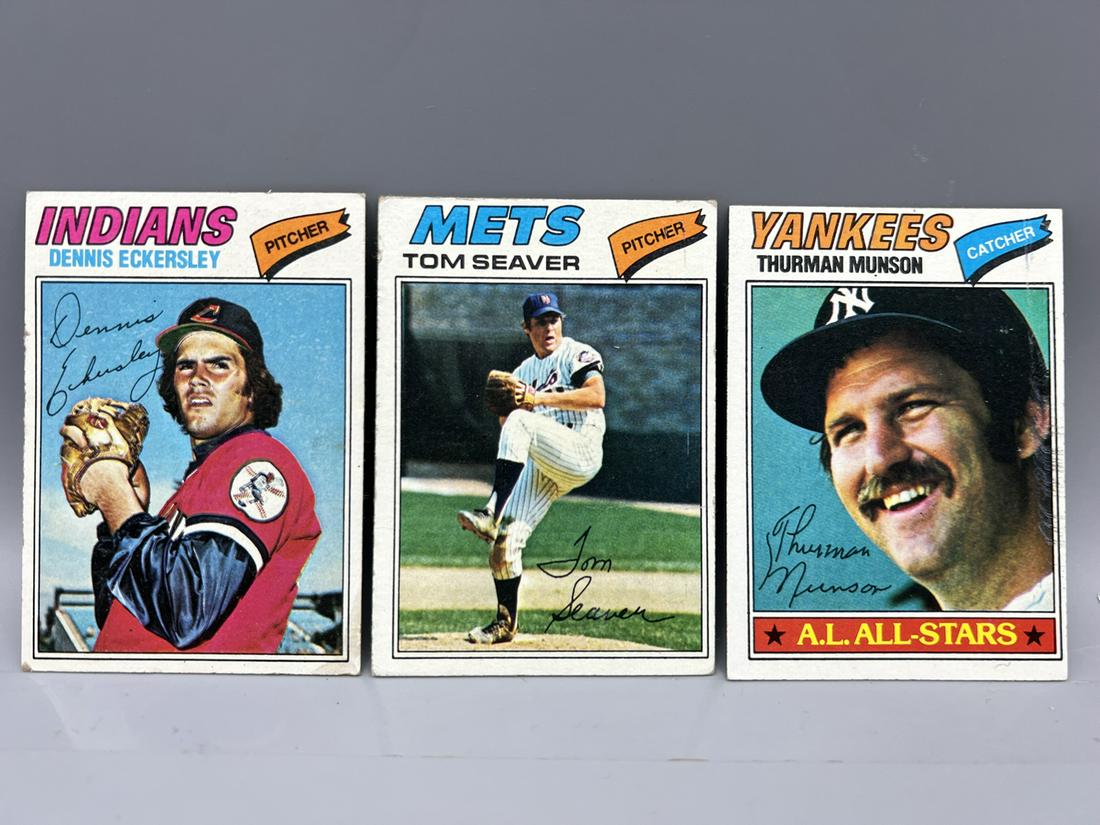 1977 Topps Dennis Eckersley #525, Tom Seaver #150, & Thurman Munson #170 (1 of 2)