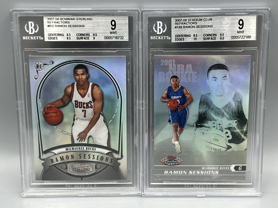 2007-08 Bowman Sterling Ramon Sessions Refractor RC #293/399 BGS Mint 9 & 2007-08 Stadium Club (1 of 2)
