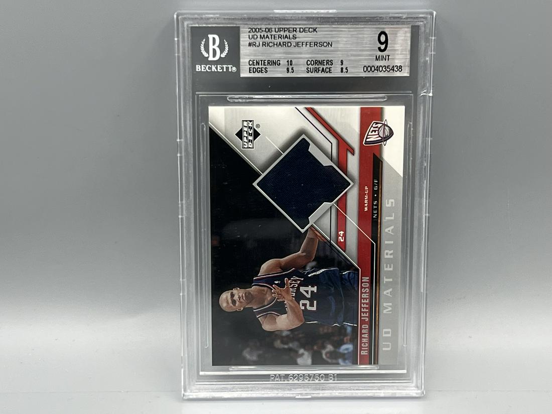 2005-06 Upper Deck UD Materials Richard Jefferson Game Used Jersey Card BGS Mint 9 (1 of 2)