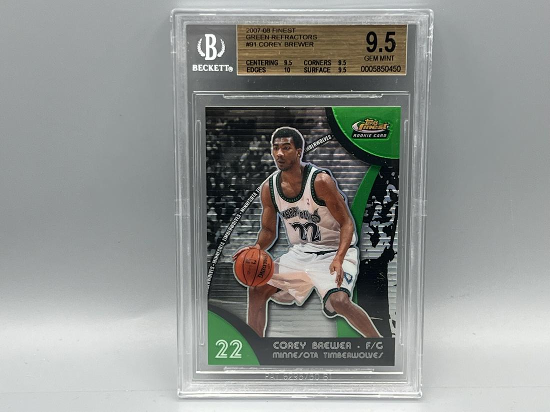 2007-08 Finest Corey Brewer Green Refractor RC #096/149 BGS Gem Mint 9.5: 2007-08 Finest Corey Brewer Green Refractor RC #096/149 BGS Gem Mint 9.5