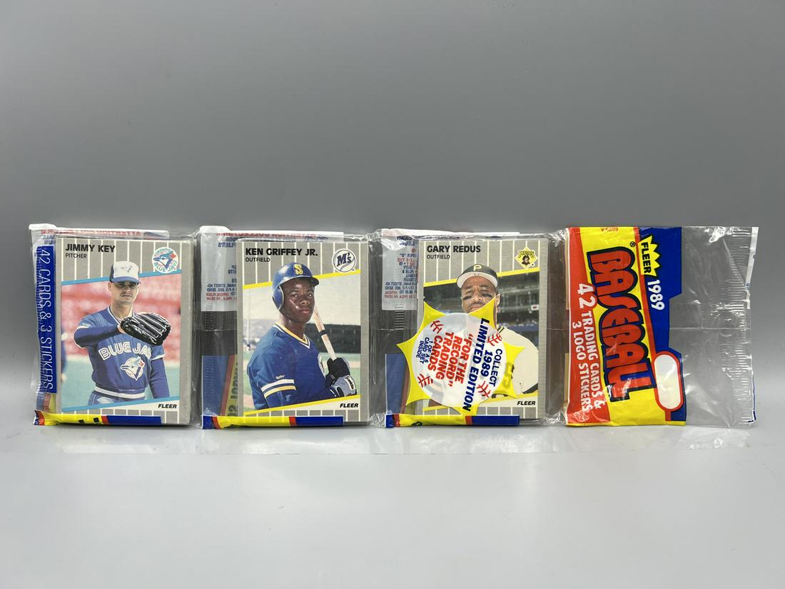 1989 Fleer Baseball Sealed Rack Pack - Ken Griffey Jr. RC On Front (1 of 2)