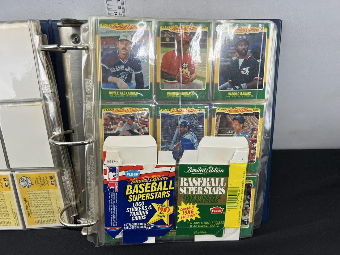 Binder of Miscellaneous Fleer Baseball Box Sets - Varying Years: Binder of Miscellaneous Fleer Baseball Box Sets - Varying Years - 1985, 1986, 1987 Baseball Superstars; 1986, 1987 League Leaders; 1987 Award Winners; 1987 Exciting Stars; 1986 Sluggers Vs Pitchers; 1