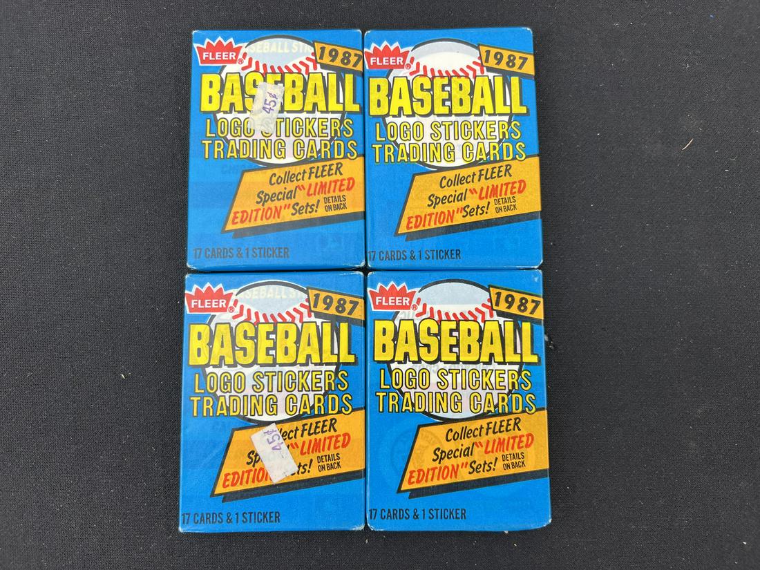 Lot of (4) 1987 Fleer Baseball Sealed Packs - Possible Rookies of Barry Bonds, Bo Jackson, Barry (1 of 2)