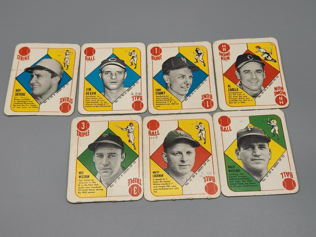 Six 1951 Topps Red Backs Baseball Cards (1 of 2)