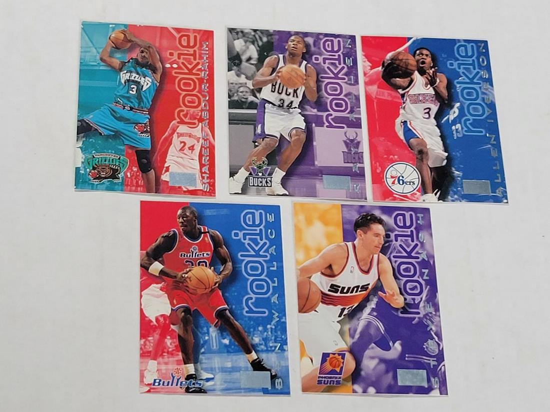 1996-97 Skybox Premium Rookie Lot of (5): Allen Iverson, Steve Nash, Ray Alllen, Ben Wallace, Shareef Abdur-Rahim