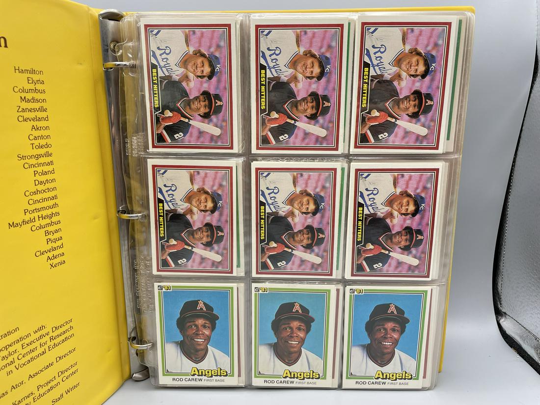Binder of Baseball Cards - 1981 & 1982 Donruss - Rod Carew, George Brett, Tom Seaver, Johnny Bench, (1 of 19)