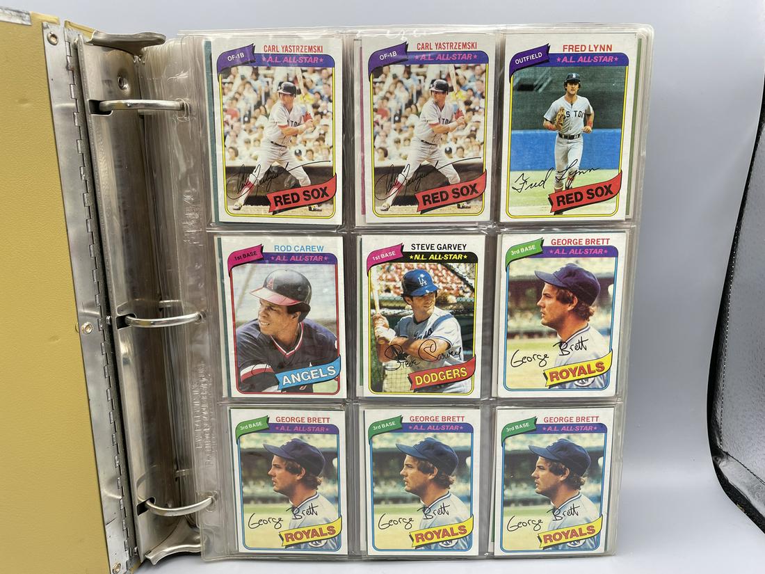 Binder of Baseball Cards - 1981-83 Topps - Yastrzemski, Brett, Carew, Schmidt, Bench, Henderson, (1 of 20)
