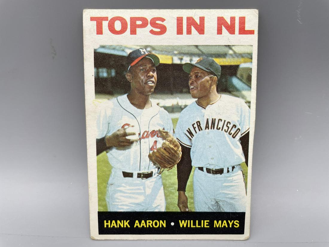 1964 Topps Tops in NL #423 - Hank Aaron & Willie Mays (1 of 2)