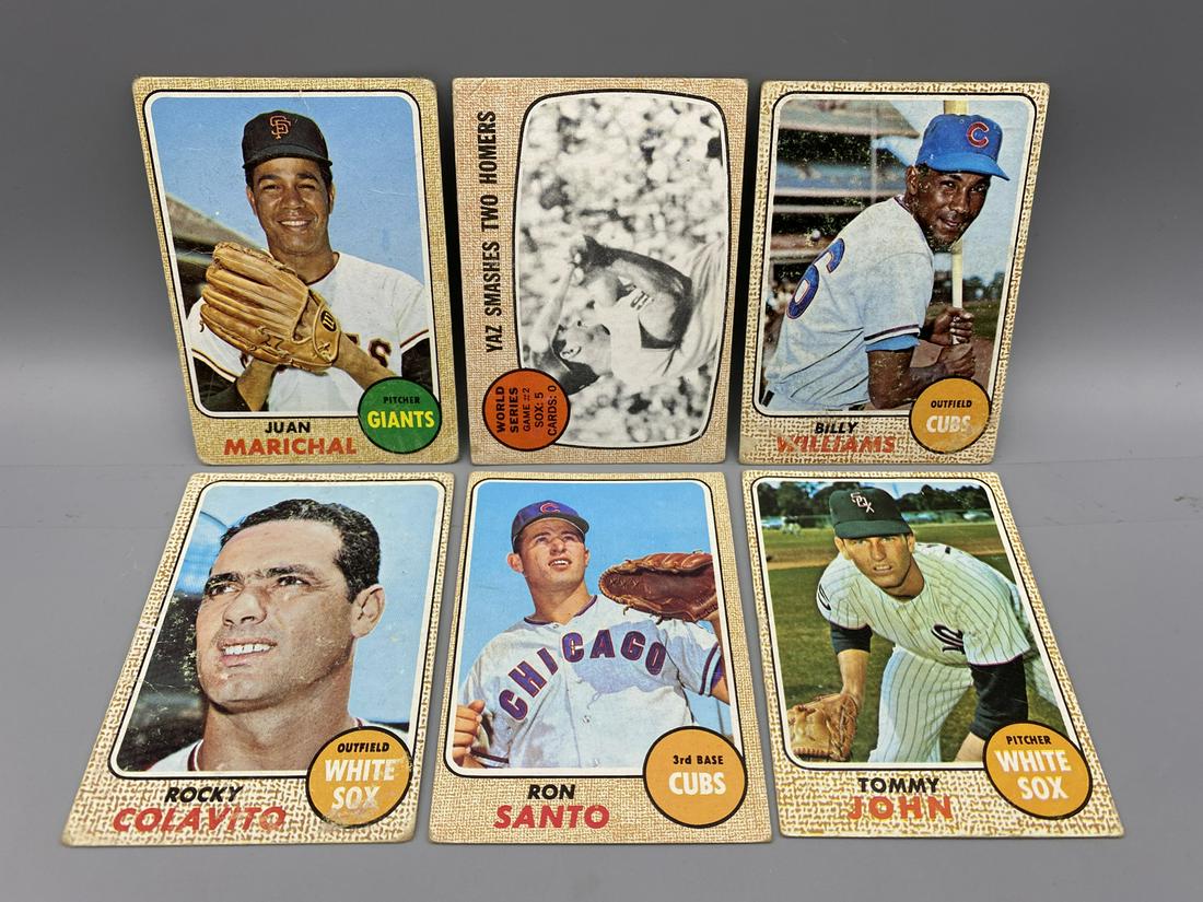 6 - 1968 Topps BB HOF #37 B. Williams, #72 John, #99 Colavito, #152 Yaz W.S., #205 Marichal, #235 (1 of 2)