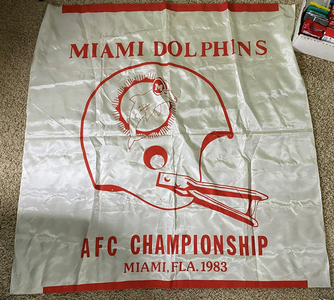 1983 - Miami Dolphins AFC Championship Nylon Banner/Flag - White & Red Approx. 45" x 45" (1 of 1)
