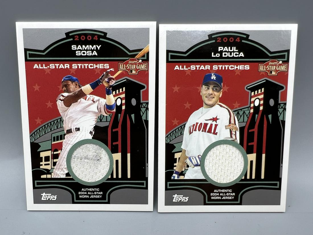 2004 Topps All Star Stitches Sammy Sosa & Paul Lo Duca Game Used Jersey Cards (1 of 2)