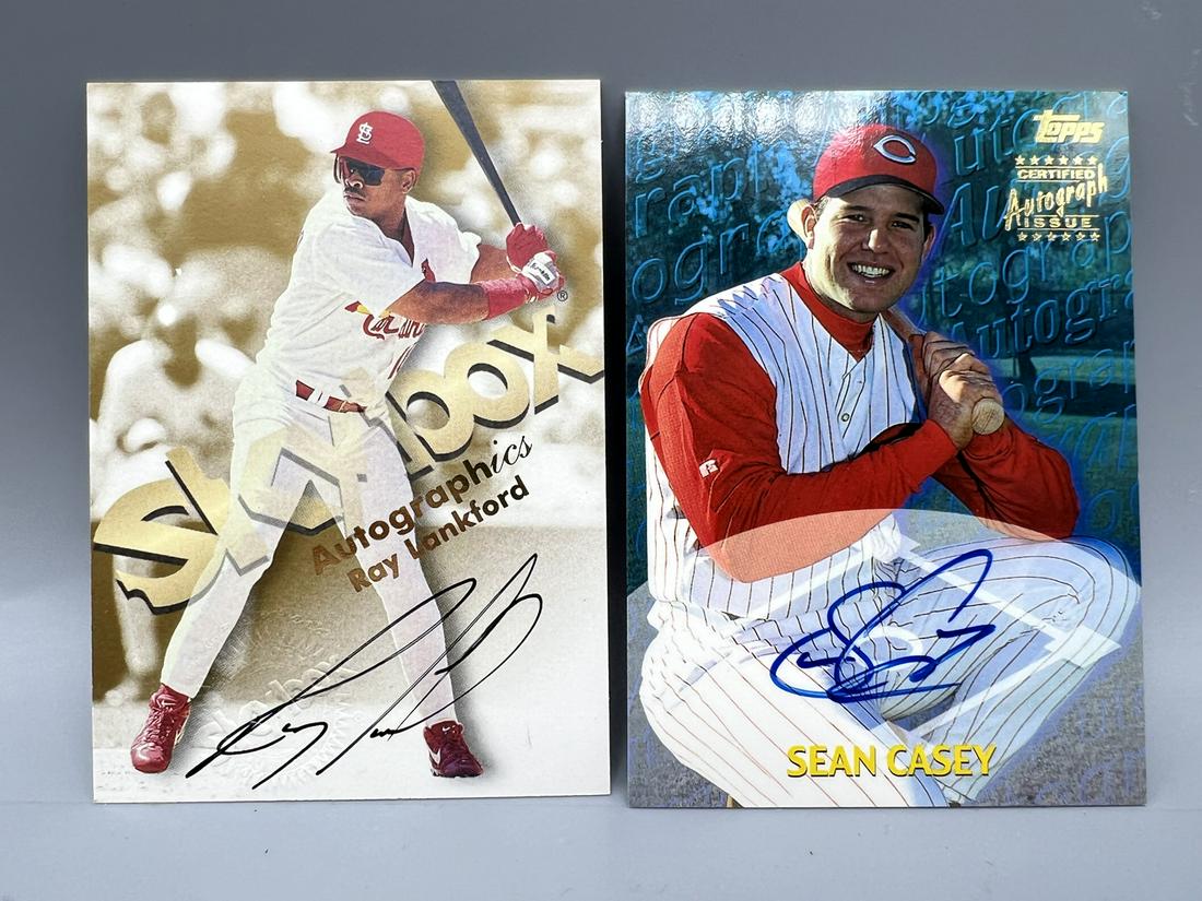 1999 Skybox Autographics Ray Lankford & 1999 Topps Autograph Issue Sean Casey - On Card Autos (1 of 2)
