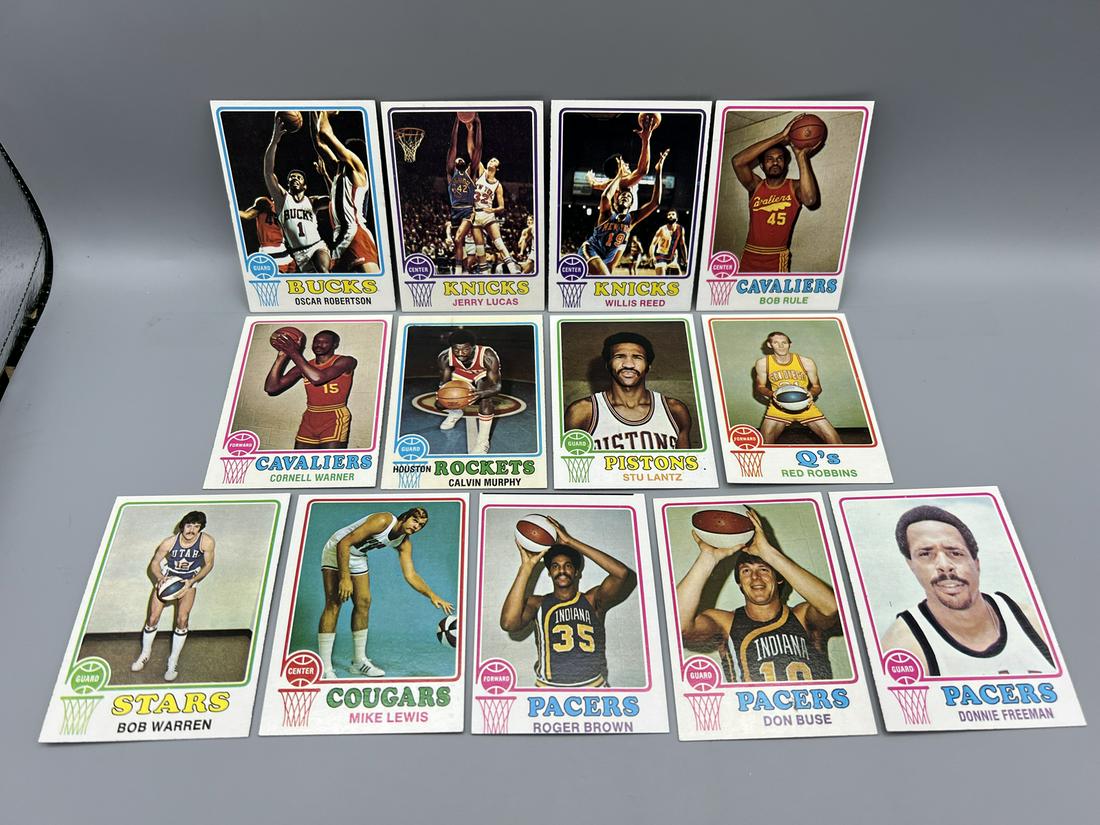 Lot of (13) Assorted 1973-74 Topps Basketball Cards W/ Some Stars - Oscar Robertson, Jerry Lucas, (1 of 9)