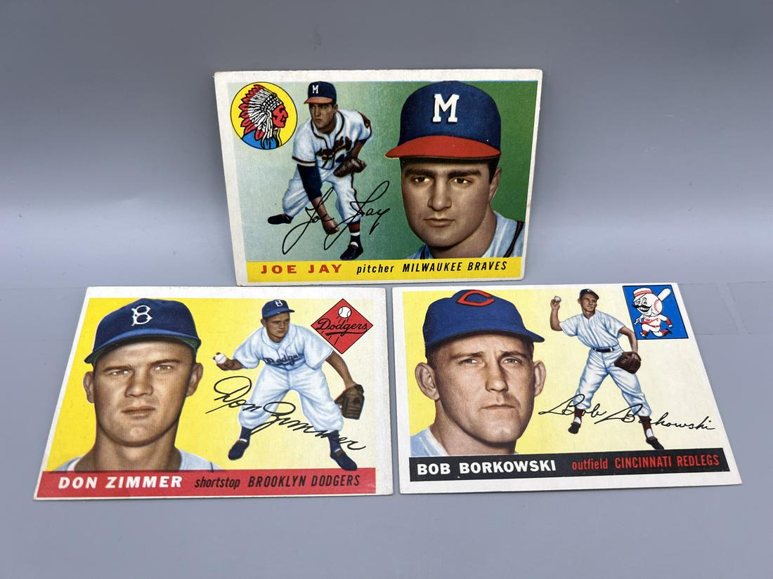 1955 Topps Joe Jay #134, Don Zimmer #92, & Bob Borkowski #74 - Varying Conditions (1 of 2)