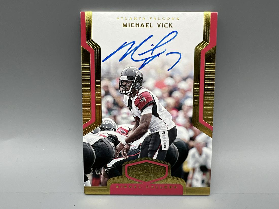 2018 Panini Plates & Patches Michael Vick On Card Gold Signal Callers Auto #34/35 (1 of 2)