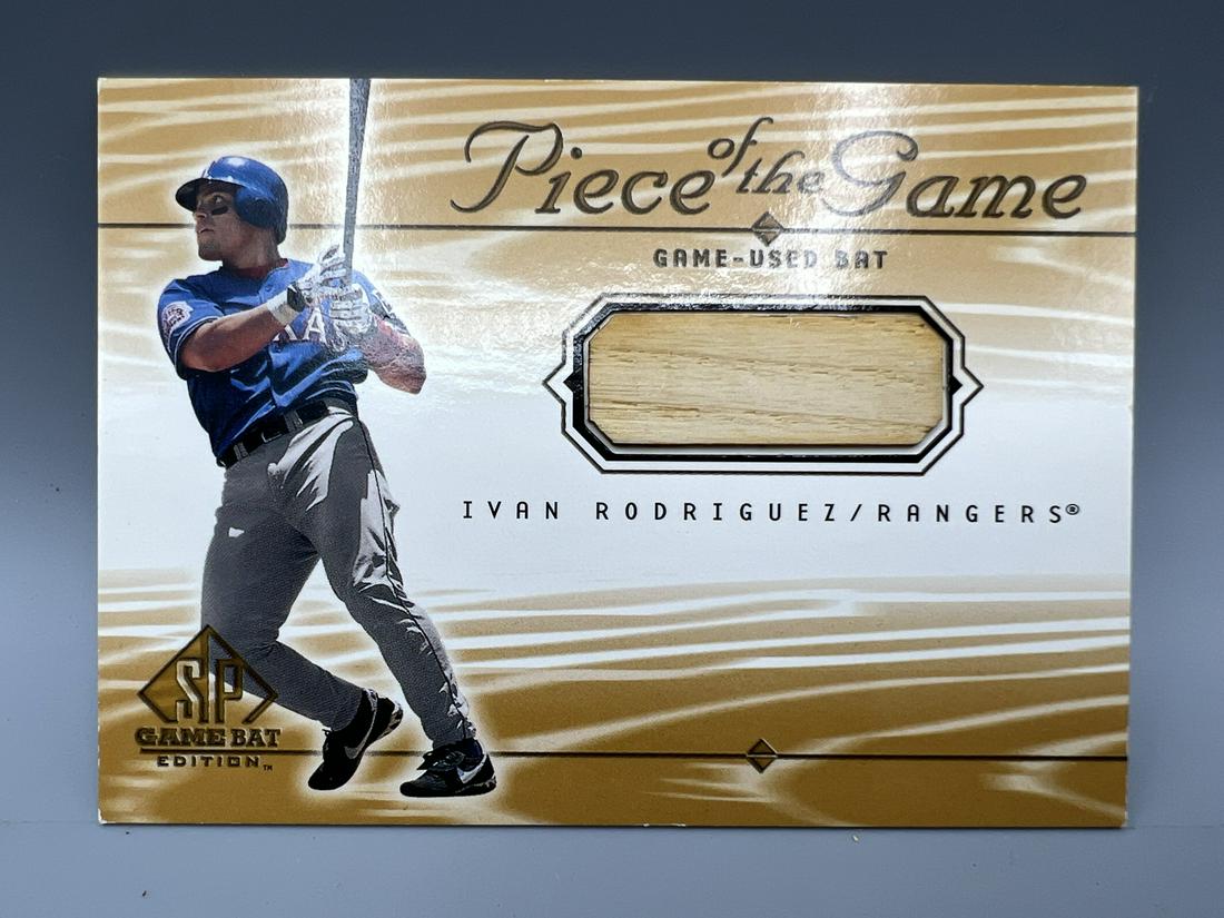2000 Upper Deck SP Pieces Of The Game Ivan Rodriguez Game Used Bat Card (1 of 2)