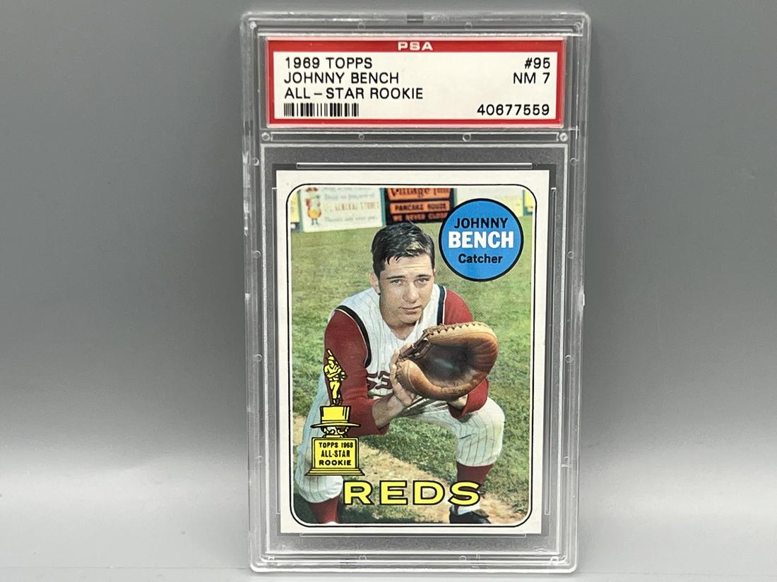 1969 Topps Johnny Bench 2nd Year Rookie Cup Card #95 PSA NM 7 (1 of 2)
