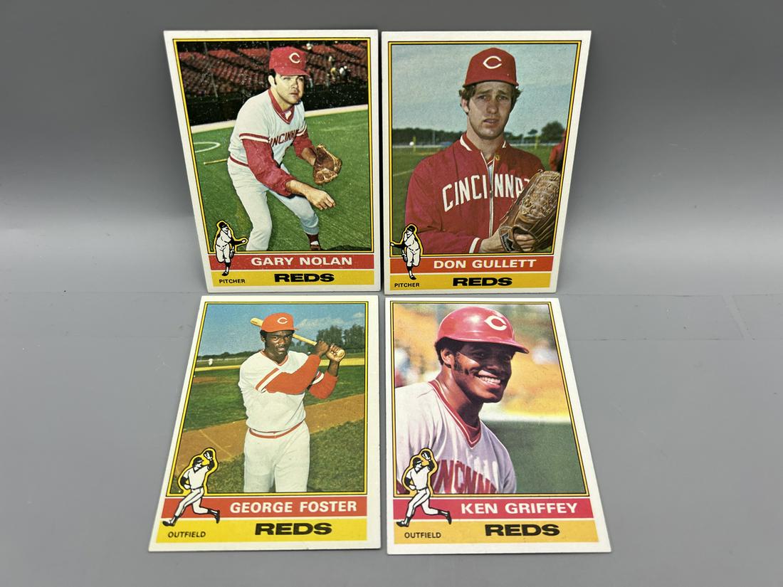 1976 Topps Gary Nolan #444, Don Gullett #390, George Foster #179, & Ken Griffey #128 - Varying: 1976 Topps Gary Nolan #444, Don Gullett #390, George Foster #179, & Ken Griffey #128 - Varying Conditions