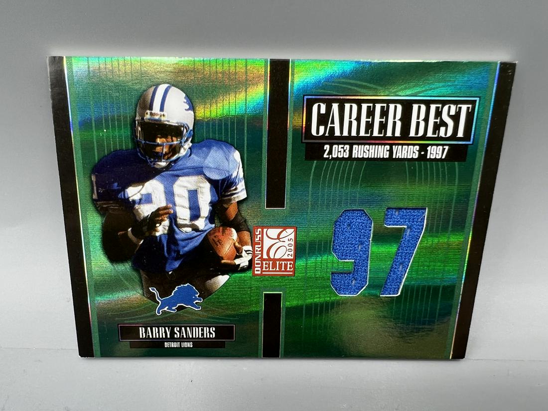 2005 Donruss Elite Barry Sanders Game Worn Jersey Card #11/97 (1 of 2)