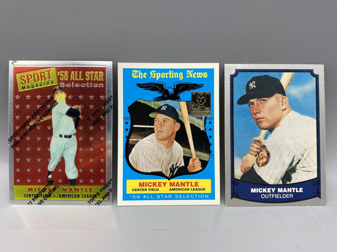 Lot of (3) Mickey Mantle Modern Cards - Finest, Topps, Pacific (1 of 3)