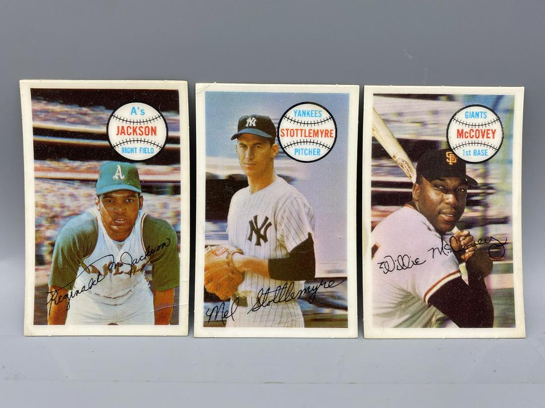 1970 Kelloggs Reggie Jackson #12, Mel Stottlemyre #5, & Willie McCovey #4: 1970 Kelloggs Reggie Jackson #12, Mel Stottlemyre #5, & Willie McCovey #4