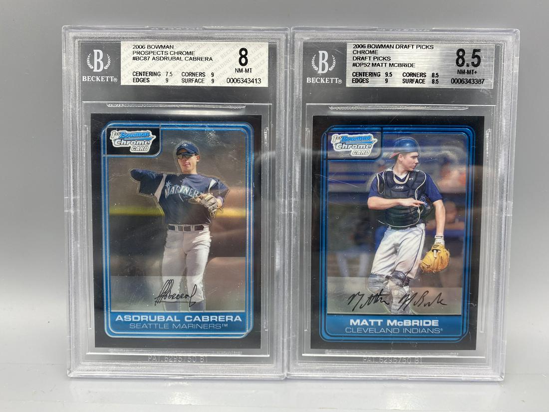2006 Bowman Prospects Chrome Asdrubal Cabrera #BC87 BGS NM-MT 8 & Matt McBride #DP52 BGS NM-MT+ 8.5 (1 of 2)