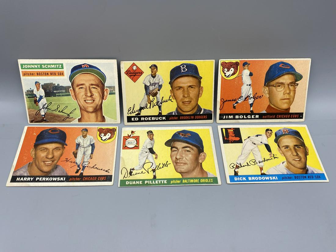 Lot of (6) 1955 & 1956 Topps Baseball Assorted Cards - Varying Conditions (1 of 2)