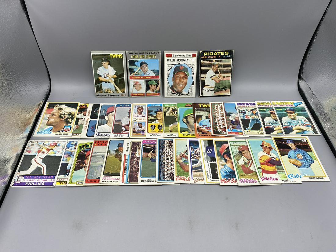 Lot of Assorted Vintage Baseball Star Player Cards - Varying Conditions - Harmon Killebrew, Willie: Lot of Assorted Vintage Baseball Star Player Cards - Varying Conditions - Harmon Killebrew, Willie Stargell, George Brett