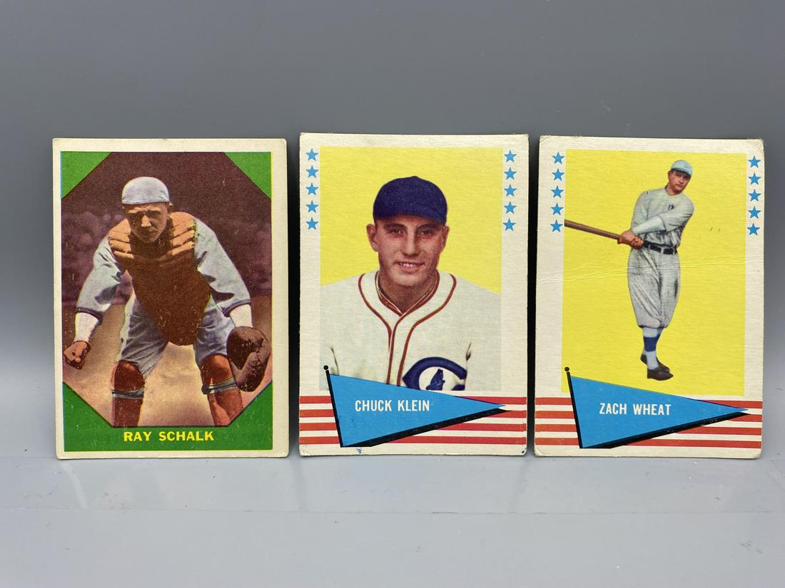 1960 Fleer Ray Schalk #56 & 1961 Fleer Chuck Klein #51 & Zach Wheat #86 (1 of 3)