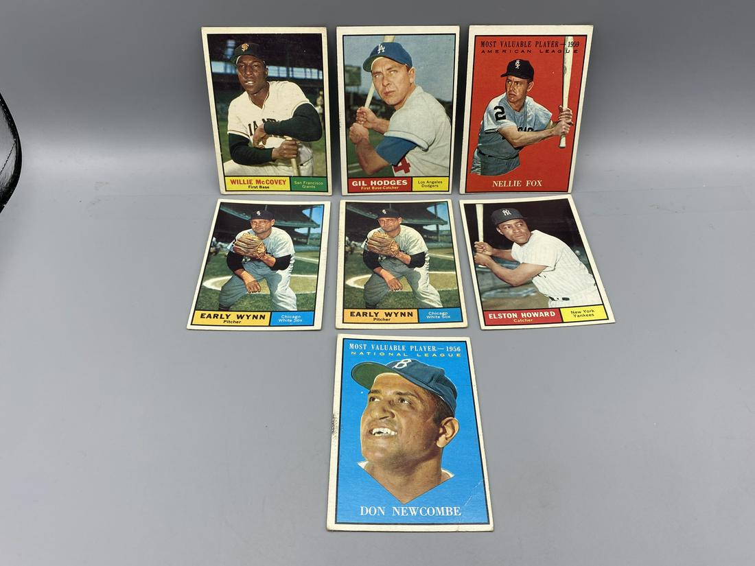 Lot of (7) 1961 Topps Baseball Star Player Cards - Varying Conditions - Willie McCovey, Gil Hodges, (1 of 2)
