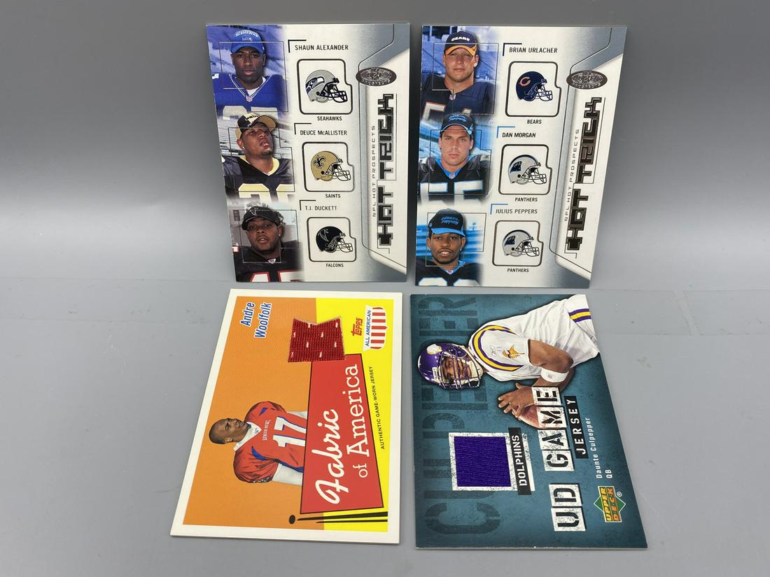 Lot of (4) Miscellaneous Football Cards - Rookie Inserts & Jersey Cards - Varying Conditions (1 of 2)