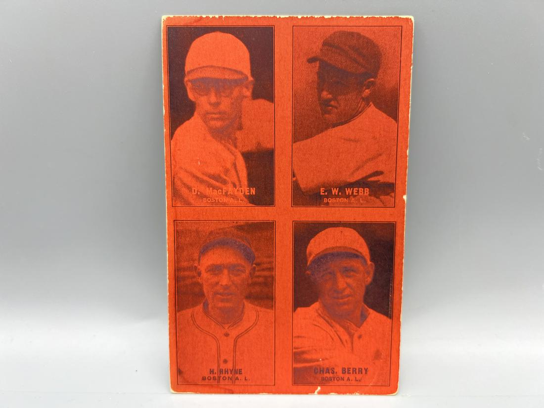 1933 Exhibits 4 on 1 Danny MacFayden/Earl Webb/Hal Rhyne/ & Charlie Berry (1 of 2)