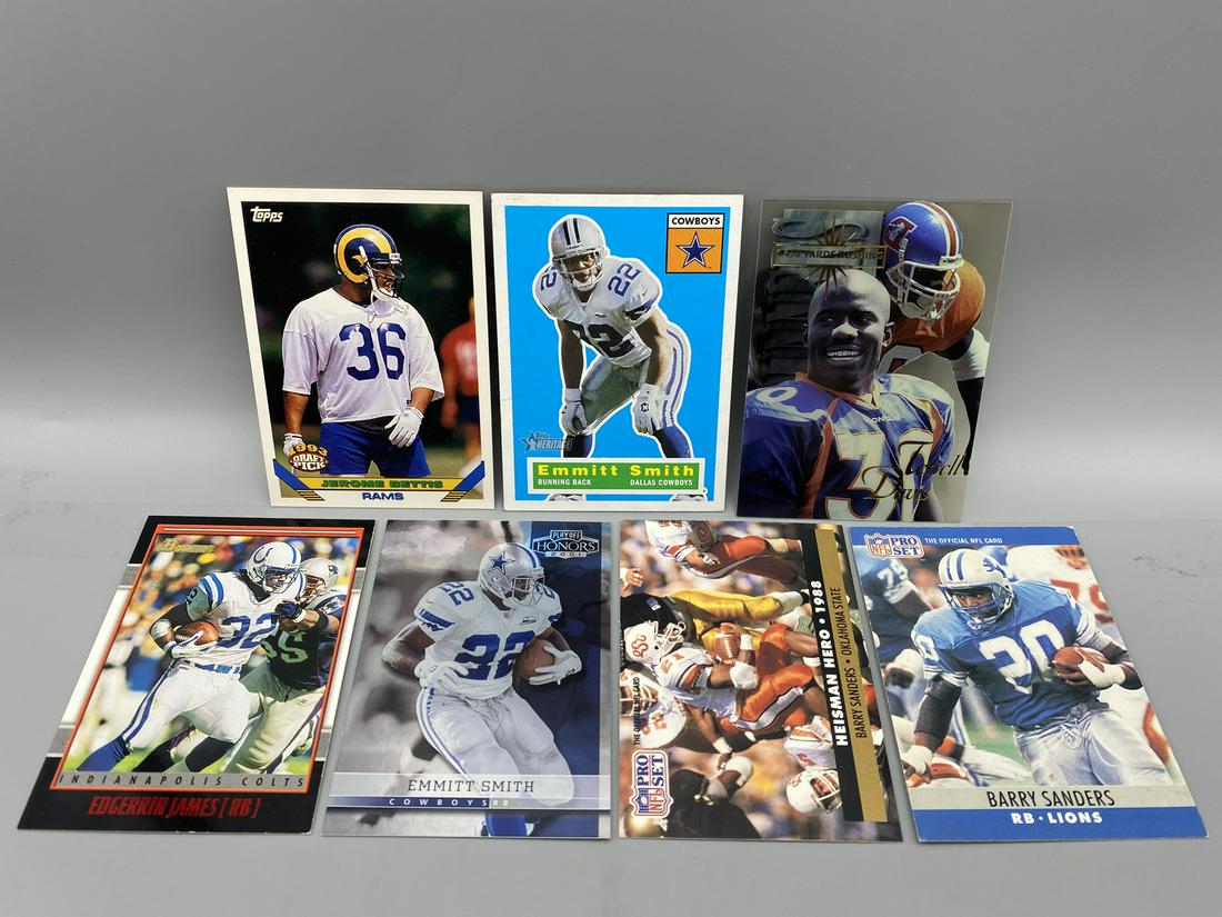 Lot of (7)  Football Cards - Jerome Bettis RC, Emmitt Smith, Barry Sanders - Varying Conditions (1 of 3)