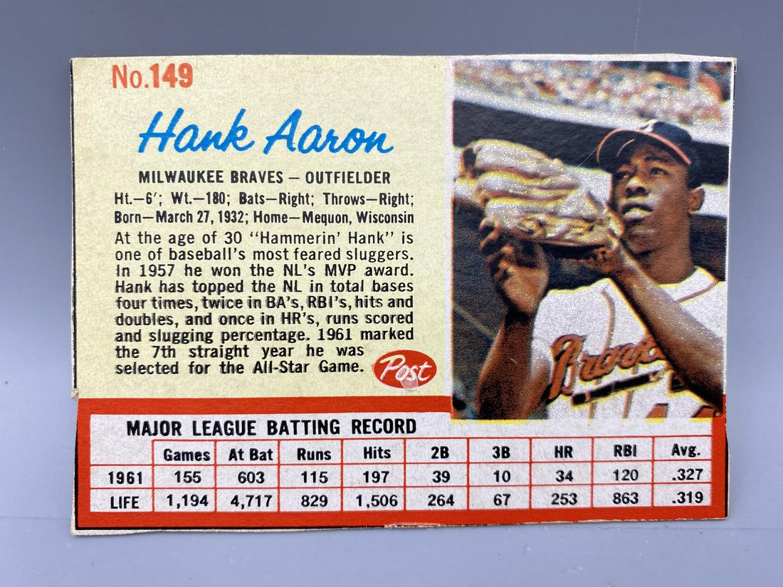 1962 Post Cereal Hank Aaron #149 (1 of 2)