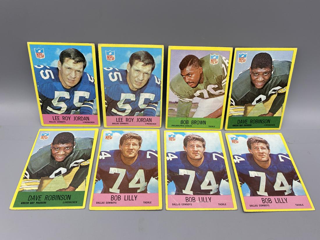 Lot of (8) 1967 Philadelphia Assorted Star Player Cards - Varying Conditions - Lee Roy Jordan, Bob (1 of 2)