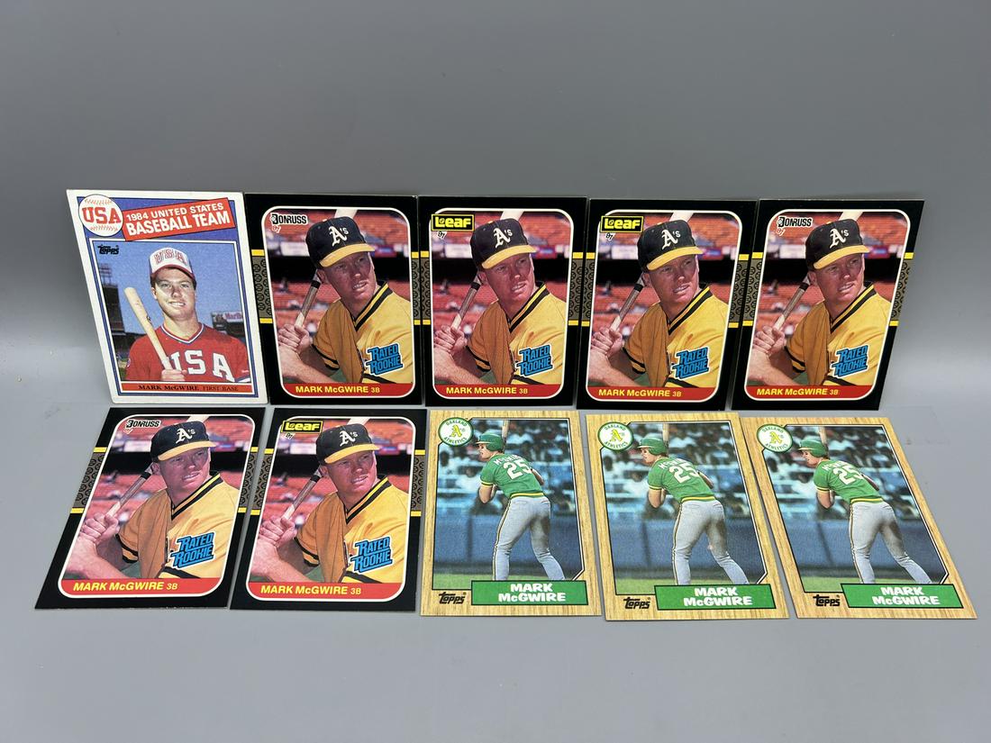 Lot of (10) Assorted Mark McGwire RC Baseball Cards - 1985 Topps, 1987 Donruss, Leaf & Topps (1 of 5)