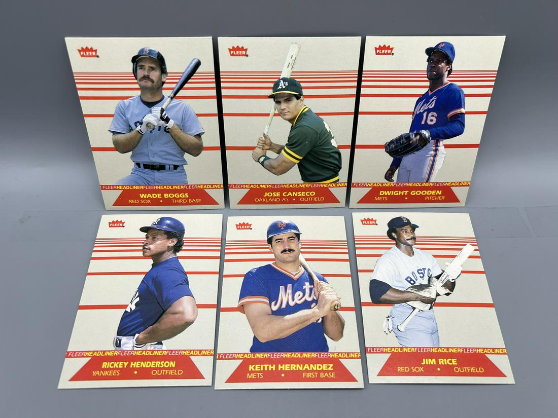 1987 Fleer Headliners Baseball Complete 6 Card Insert Set - Rickey Henderson, Wade Boggs (1 of 2)