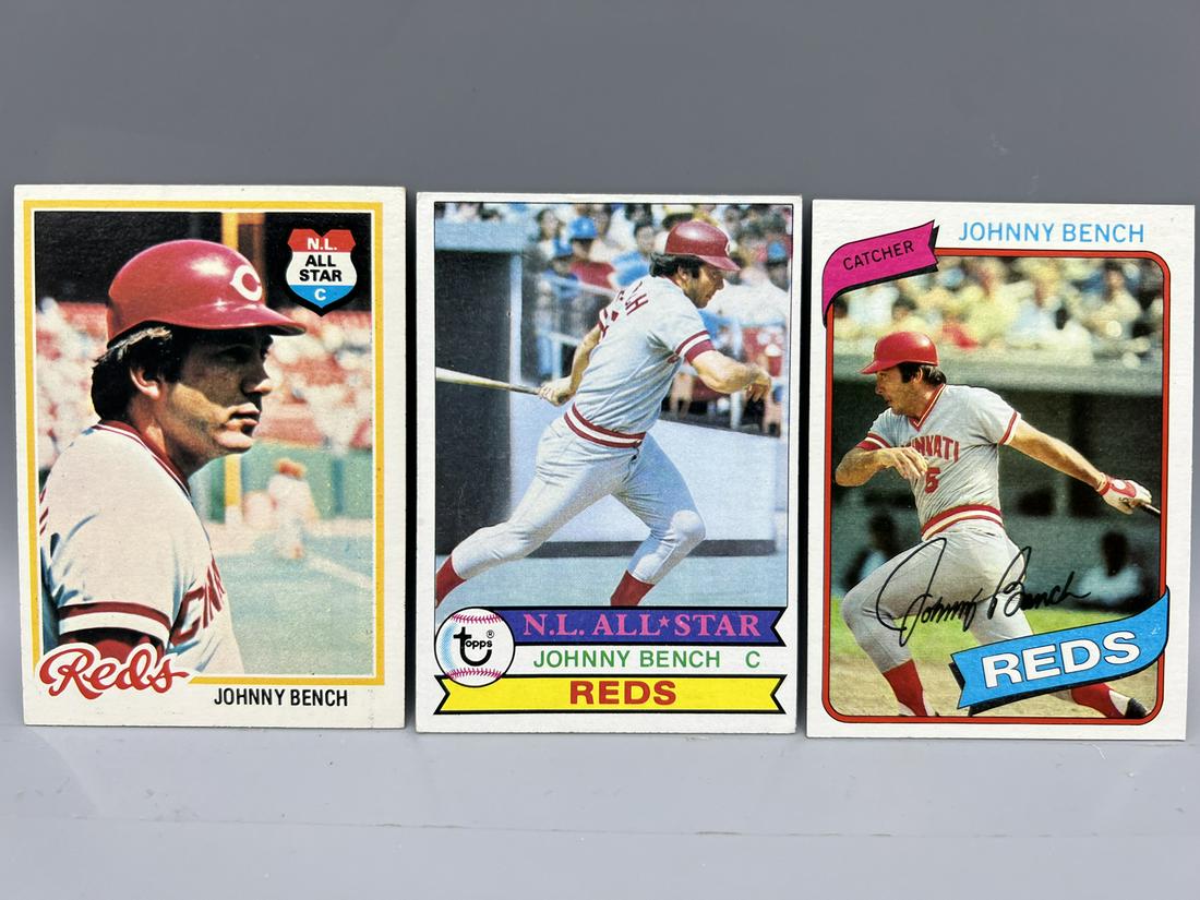 Johnny Bench Lot -1978 Topps #700, 1979 Topps #200, & 1980 Topps #100 (1 of 2)