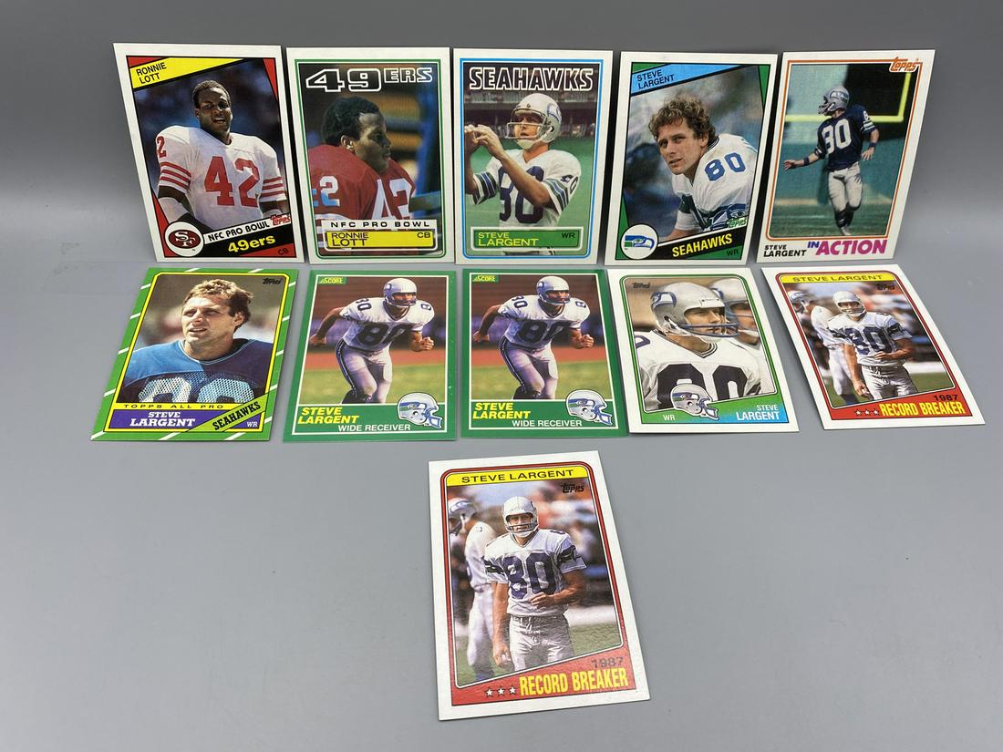 1980's Football Lot of 11 Cards - Ronnie Lott & Steve Largent (1 of 2)