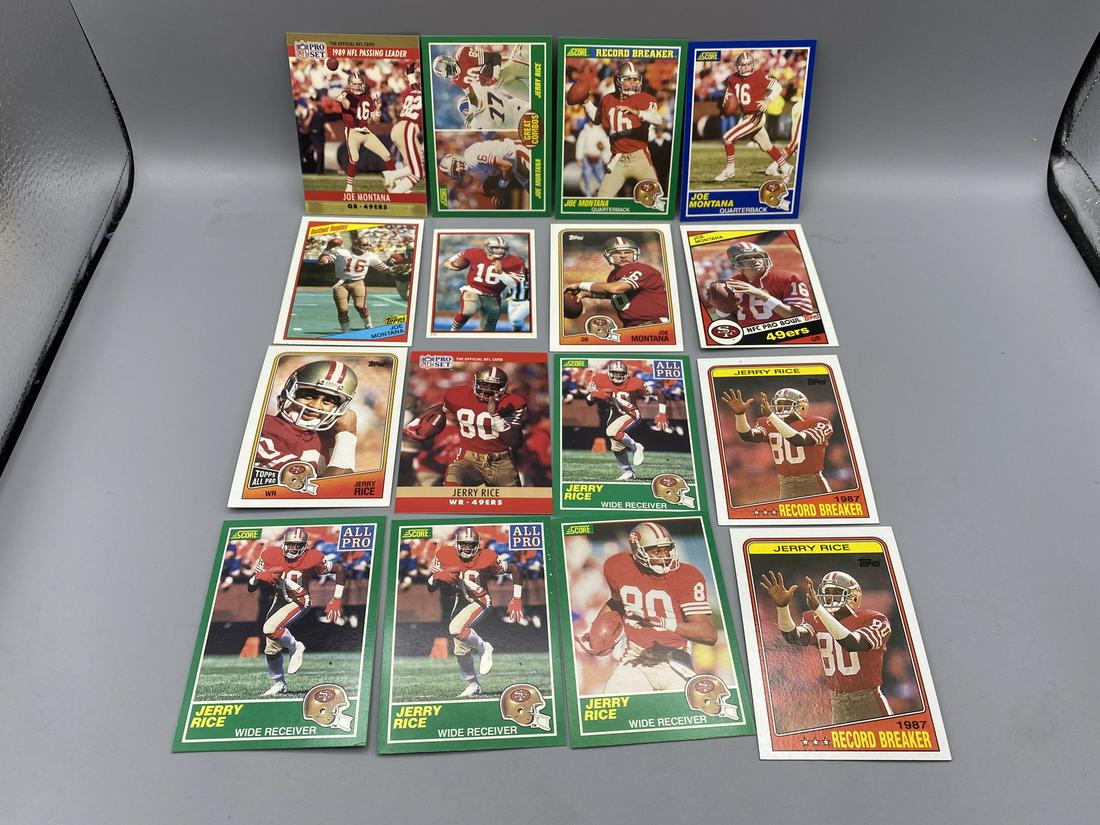Joe Montana & Jerry Rice Lot of 16 Cards (1 of 6)