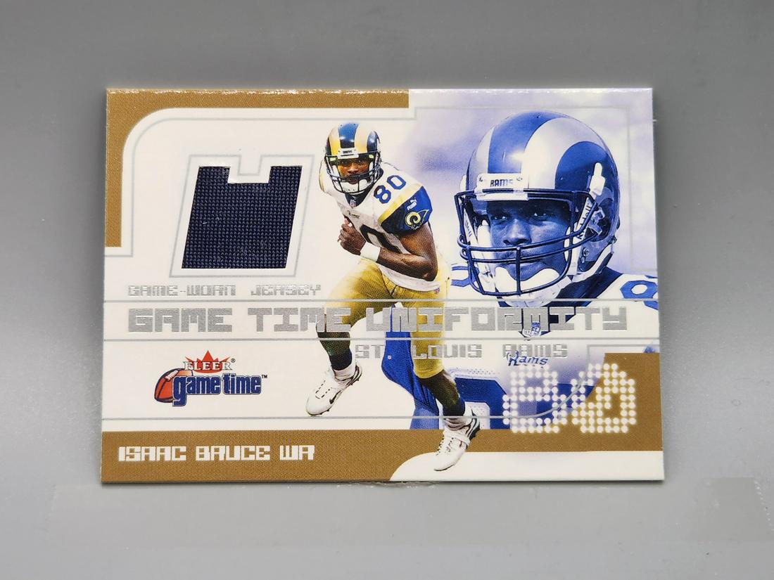 2001 Fleer Game Time Isaac Bruce Game Worn Jersey HOF (1 of 2)