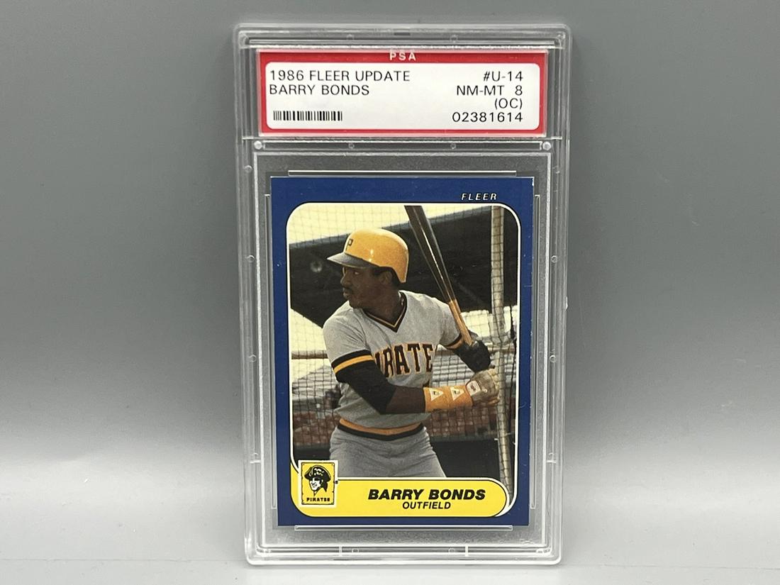 1986 Fleer Update Barry Bonds RC #U-14 PSA NM-MT 8 (OC) (1 of 2)