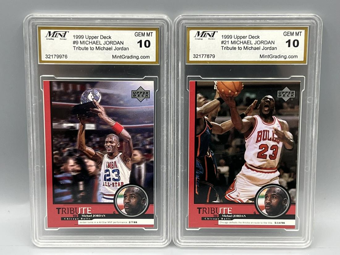 1999 Upper Deck Tribute To Michael Jordan #9 & #21 - MGS 10: 1999 Upper Deck Tribute To Michael Jordan #9 & #21 - MGS 10