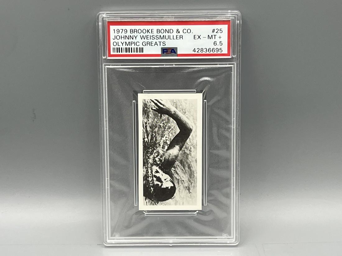 1979 Brooke Bond & CO. Johnny Weissmuller Olympic Greats #25 PSA EX-MT+ 6.5 (1 of 2)