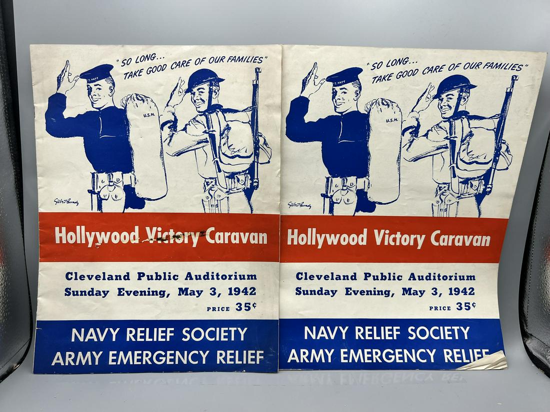 Lot of (2) 1942 Hollywood Victory Caravan Programs - Laurel and Hady, Cary Grant, Eleanor Powell, (1 of 4)