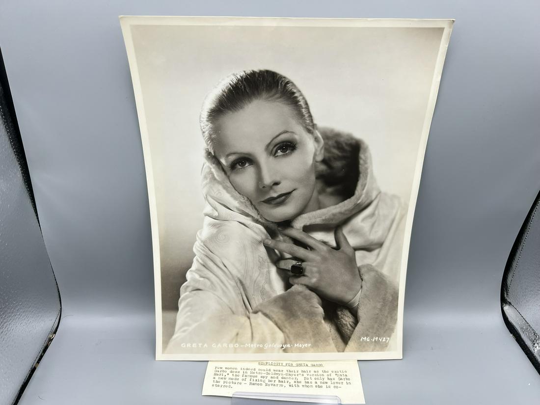 Greta Garbo 10" x 13" Oversized Movie Portrait Still #MG-19427 - Snipe affixed to back and folded to (1 of 3)