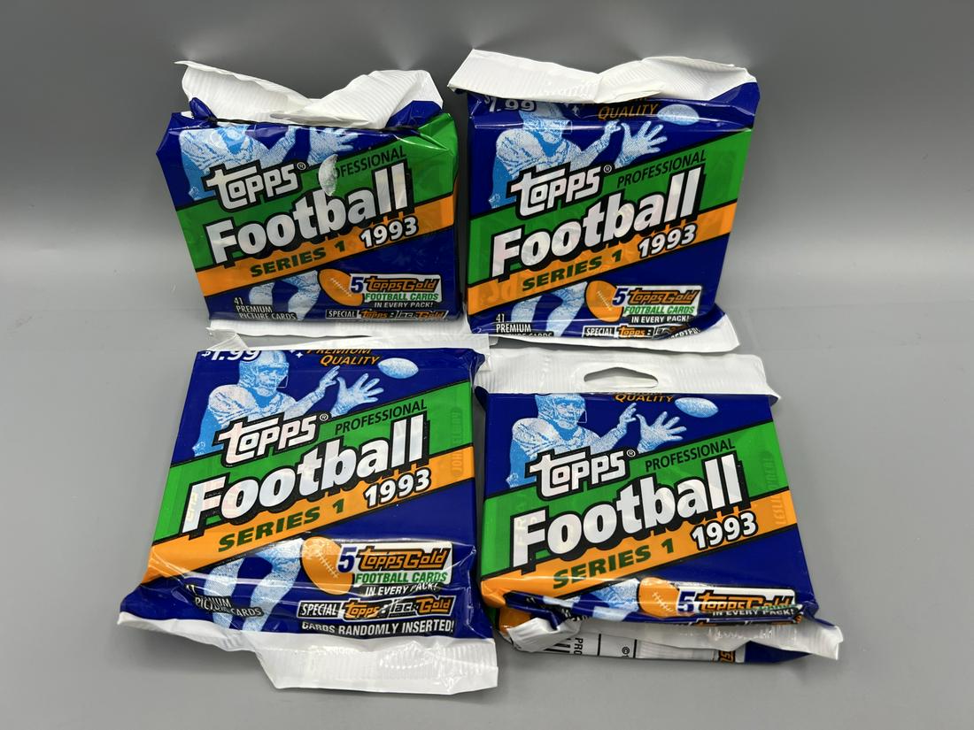 Lot of (4) 1993 Topps Series 1 Football Jumbo Packs (1 of 2)
