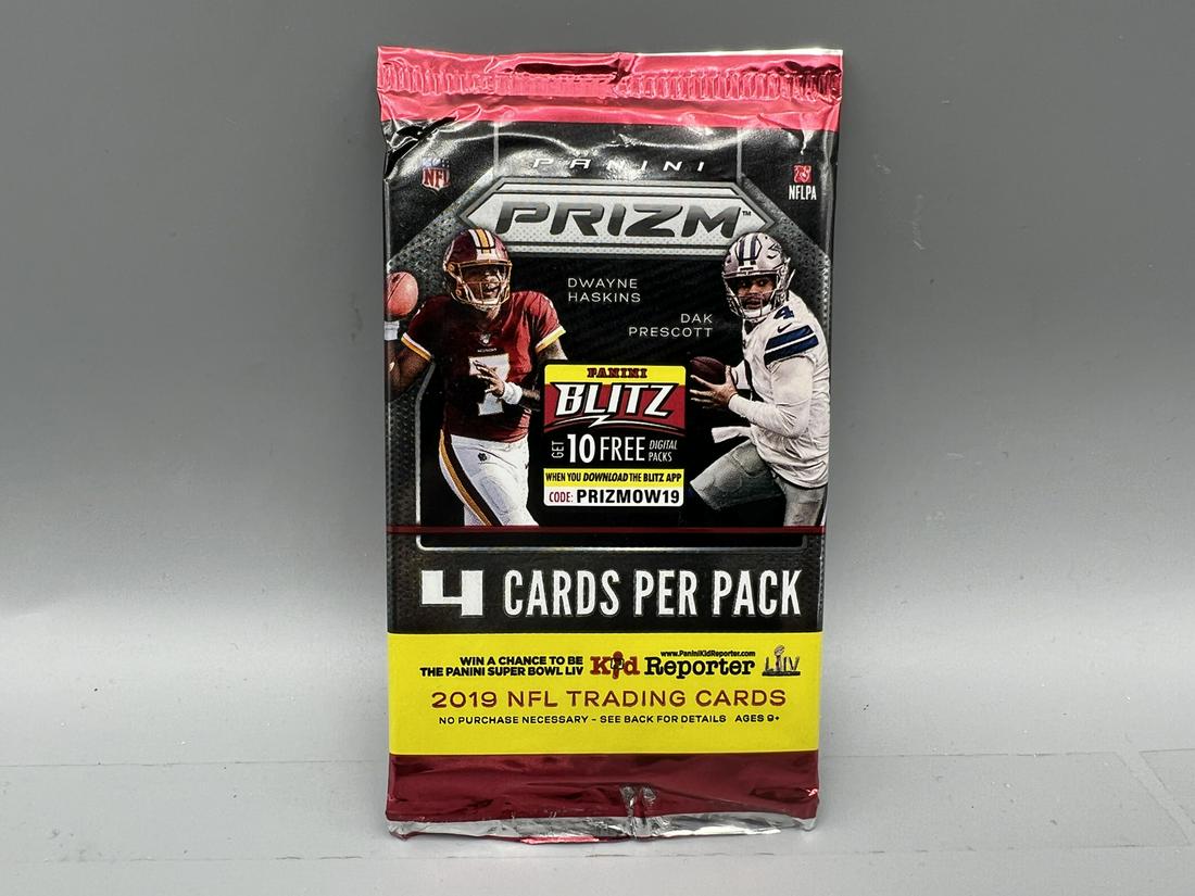 2019 Panini Prizm Football Unopened 4 Card Pack  - Possible Rookies of Kyler Murray, Daniel Jones, (1 of 2)